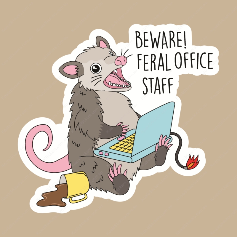 Koala Stickers: Feral Office Staff Sticker